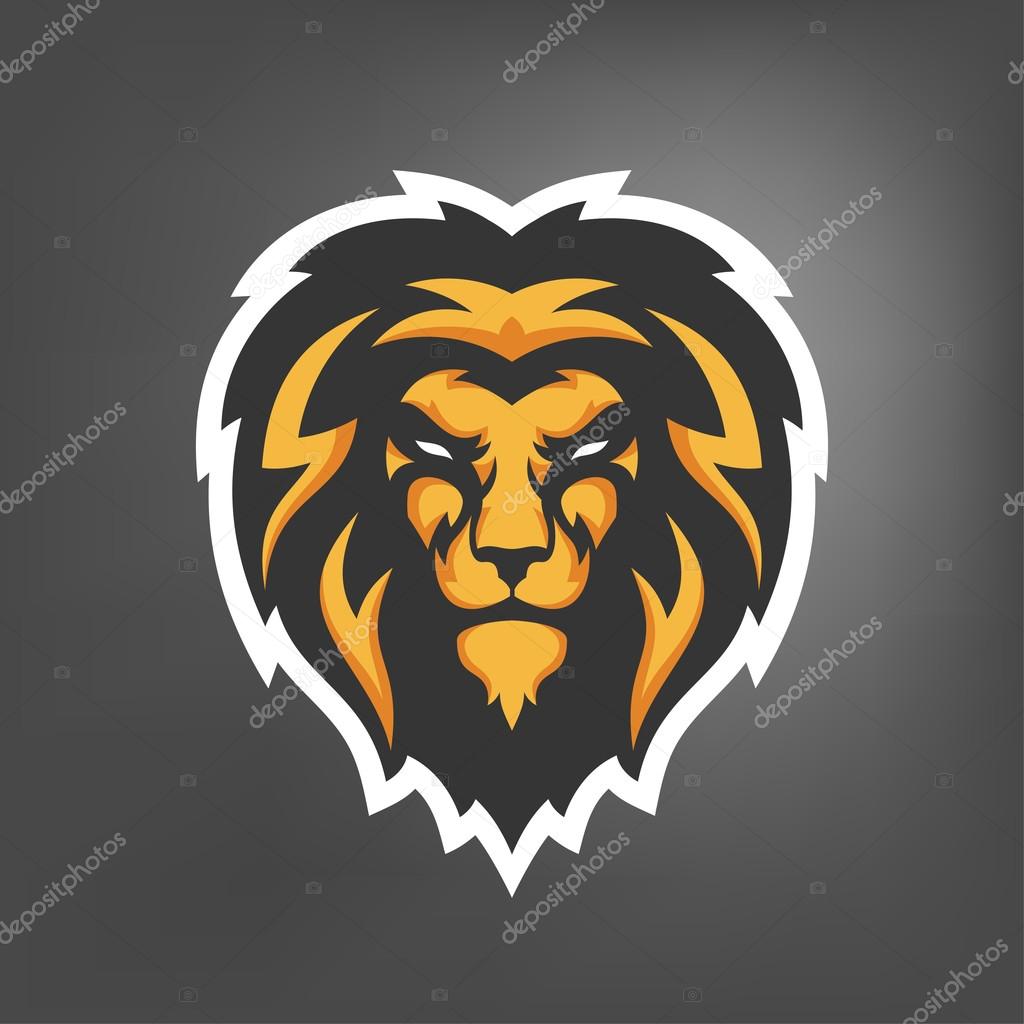 Vector illustration of lion head. Sport mascot.