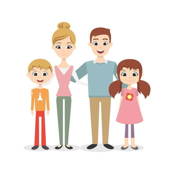 Vector εικονογράφηση ευτυχισμένη οικογένεια χαρακτήρων. — Διανυσματικό Αρχείο