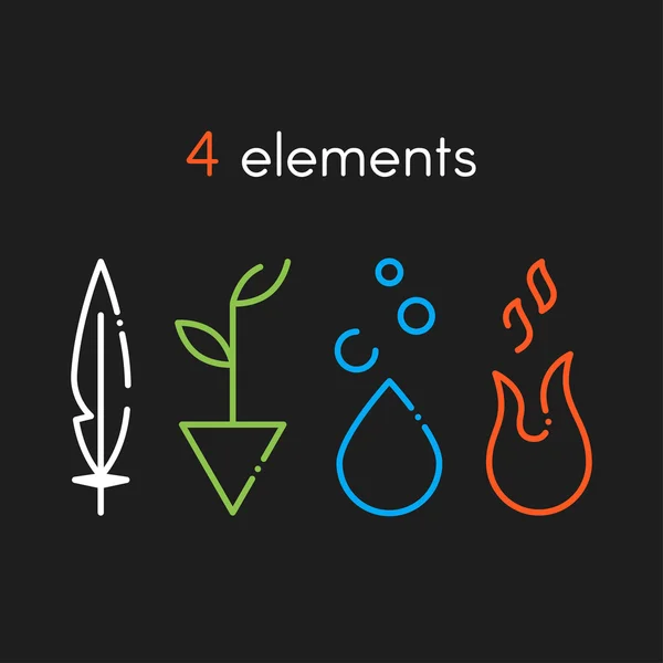 Elementi base della natura vettoriale: Acqua, Fuoco, Terra, Aria . — Vettoriale Stock