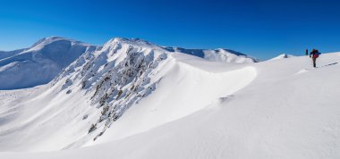 Panorama of snowy mountain peaks