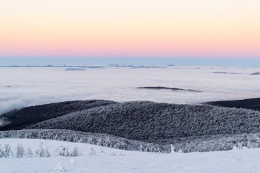 Winter landscape after dusk