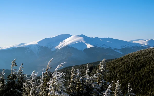 Śnieżne wzgórza i błękitne niebo — Zdjęcie stockowe