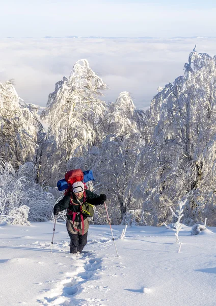 Randonnée hivernale en montagne — Photo