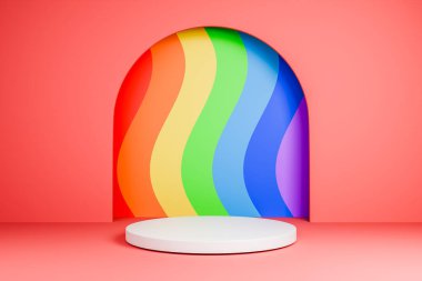 Ürün görüntüleme platformunda küresel gökkuşağı cam elementi.