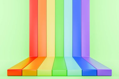 Yumuşak renkli gökkuşağı renkleri ticari kullanım için temiz bir sahne oluşturuyor.