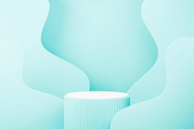 Kozmetik veya sağlık ürünleri sunumu için sakin 3D sahne.