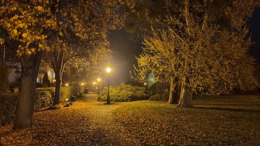 Geceleri insanlar olmadan park et, bir fener yak..