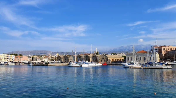 Oude Venetiaanse Haven Van Chania Kreta Griekenland — Stockfoto