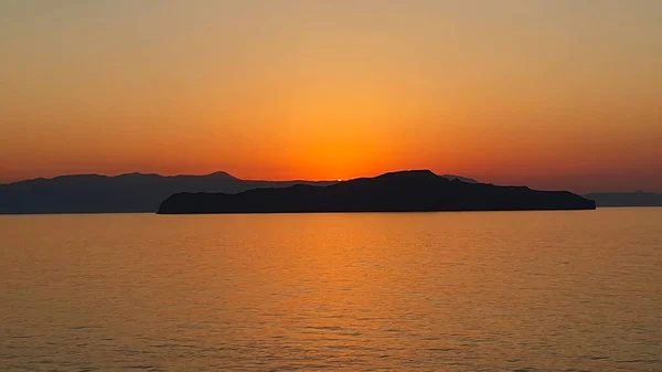 Bunter Sonnenuntergang Über Dem Wasser Auf Kreta Griechenland — Stockfoto