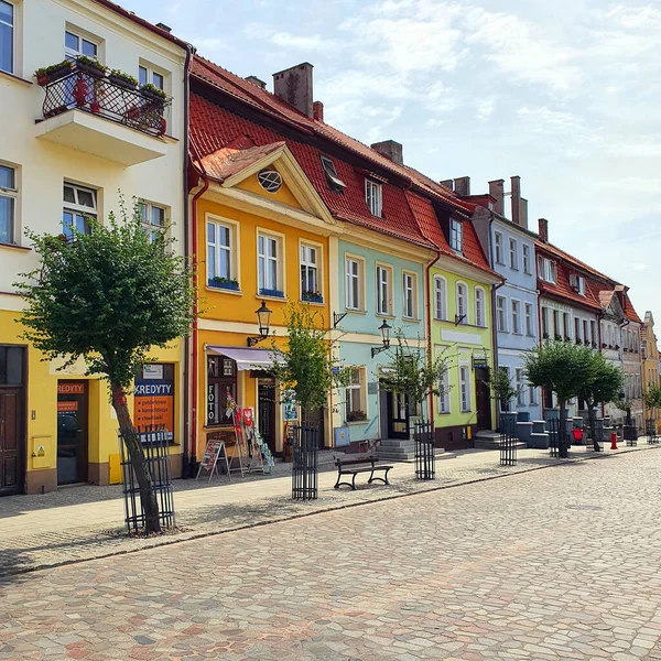 Gniew Πολωνία Αυγούστου 2020 Πολύχρωμα Σπίτια Στην Πλατεία Της Αγοράς — Φωτογραφία Αρχείου