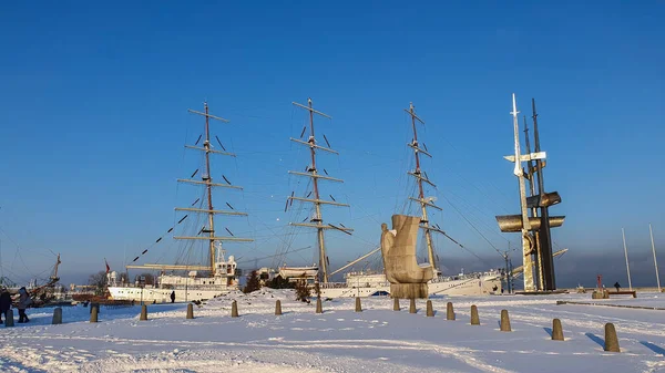 Gdynia Polonia Enero 2021 Velero Polaco Dar Mlodziezy Paseo Marítimo —  Fotos de Stock