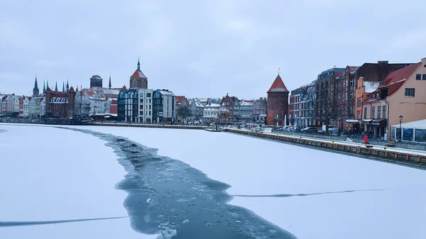 Vista Del Casco Antiguo Gdansk Desde Río Motlawa Polonia Antigua — Foto de Stock