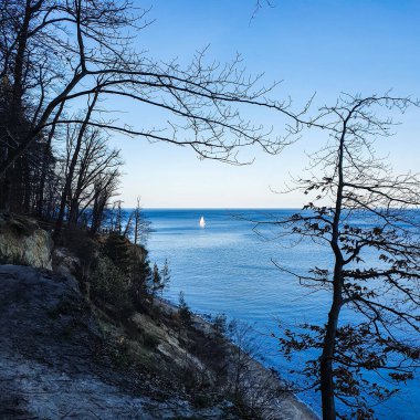 Gdynia Orlowo, Pomeranya Voyvoda, Polonya 'daki Baltık Denizi üzerindeki yüksek bir uçurumdan manzara