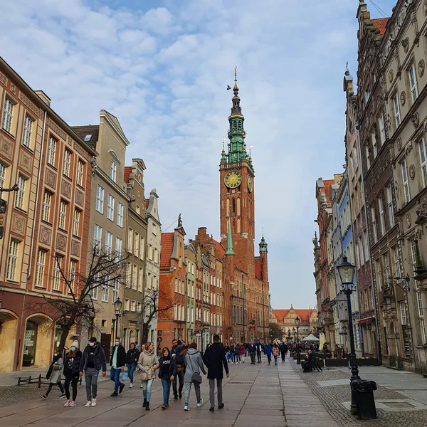 Gdansk Poland April 2021 Long Market Boulevard Old Town City — Stock Photo, Image