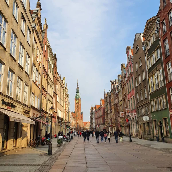 Gdansk Poland April 2021 Long Market Boulevard Old Town Center — стоковое фото