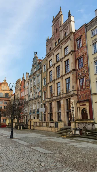 Bunte Häuser Mietshäuser Der Altstadt Von Danzig Polen — Stockfoto