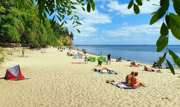 Gdynia Poland July 2021 People Resting Beach Sunny Day Gdynia — Φωτογραφία Αρχείου