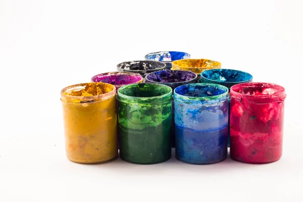 stock image watercolor paint in cans of different colors