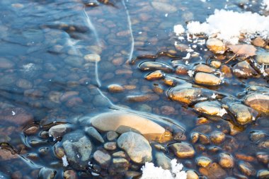 donmuş nehrin içinde çözülmüş yama