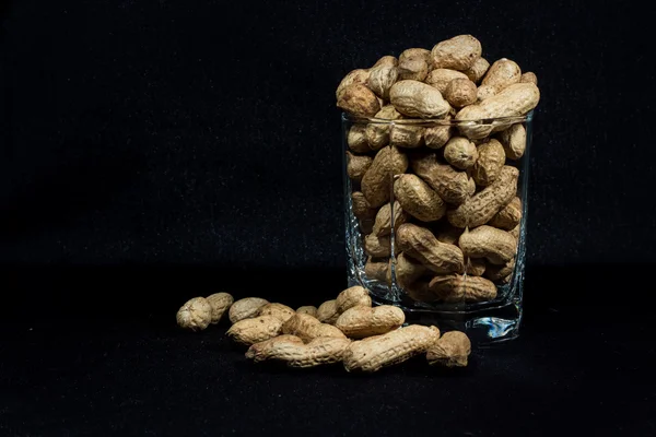 Semi di arachidi su fondo nero — Foto Stock