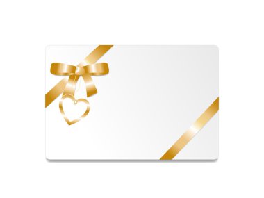 Hediye kartı ile altın şeritler ve kalp rozeti
