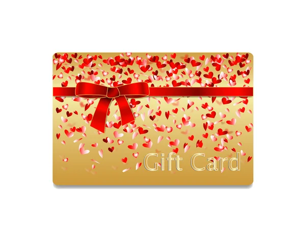 Gift Card met hart confetti — Stockvector