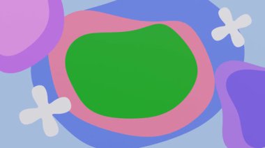 Yeşil ekran ile dans eden parlak renkli şablonlar, eğlenceli tasarımlar içeren yaratıcı dijital şablonlar