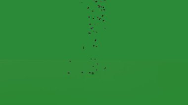 Yeşil arka planlı 3D taşlar yere düşüyor.