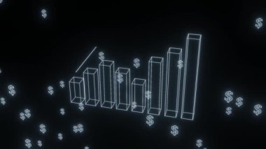 Canlandırılmış grafikler ve dolar sembolleriyle dijital finans eğilimleri