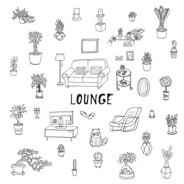 Oturma odası. Yer rahatlatıcı lounge,