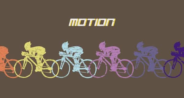 Kleurrijke fietsers in beweging — Stockvector
