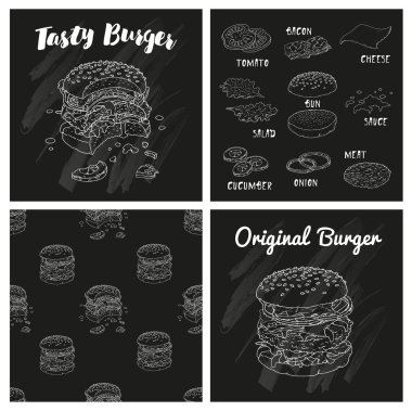 Posterler Burger ve malzemeler ile