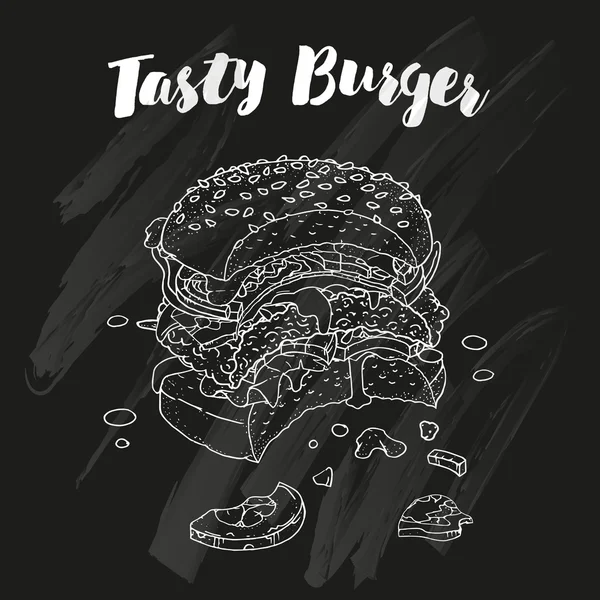 Hambúrguer saboroso mordido —  Vetores de Stock
