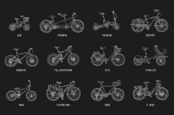 Set van verschillende fietsen — Stockvector