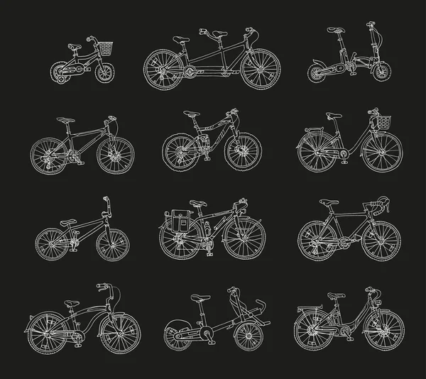 Ensemble de vélos différents — Image vectorielle