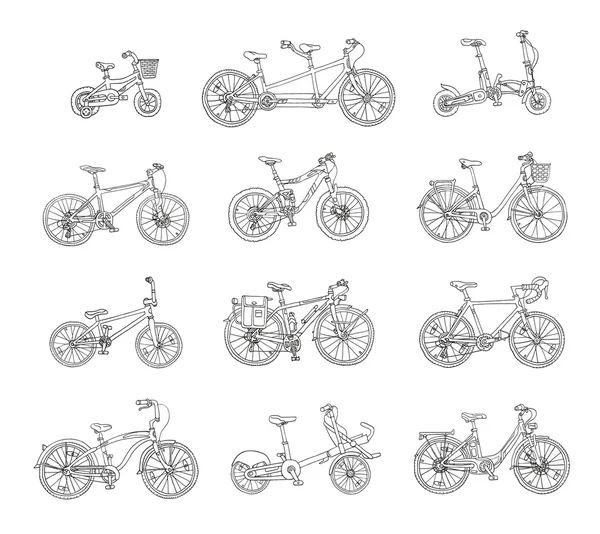 異なる自転車のセット — ストックベクタ