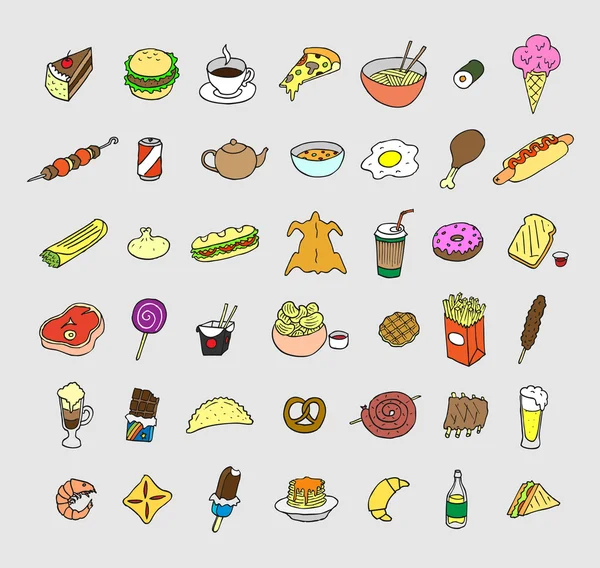 Conjunto de iconos sobre comida y bebida . — Vector de stock