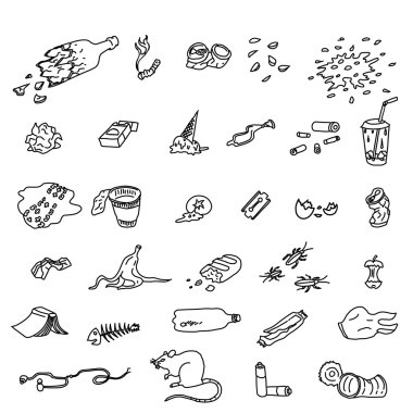 Sokak çöp ve atık kümesi