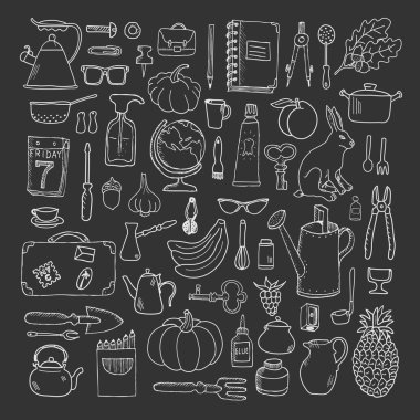 farklı öğeler kümesiyle doodle.