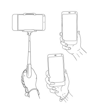 Smartphone cep telefonu ile Selfie. Doodle