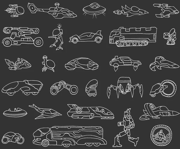 Transportes do futuro. Doodle... . —  Vetores de Stock