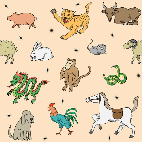 Chinese zodiac pattern. — Stock Vector