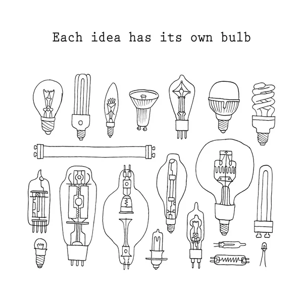 Diferentes iconos de bombillas — Archivo Imágenes Vectoriales