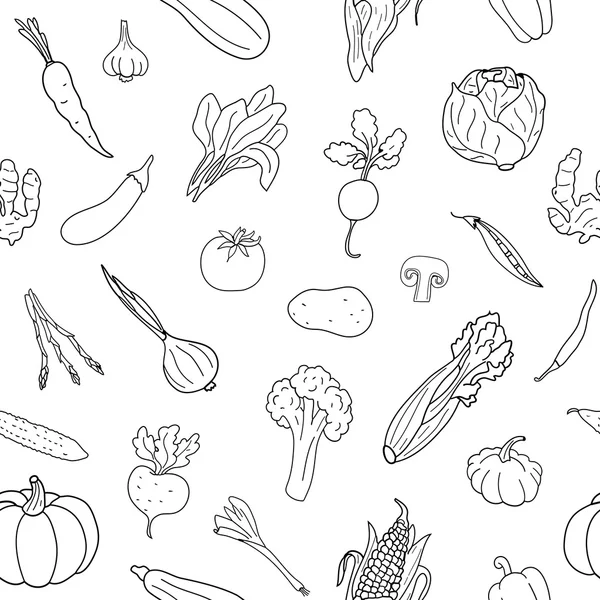 Pattern with hand drawn vegetables — Stock Vector