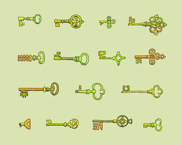 Ensemble de clés vintage — Image vectorielle
