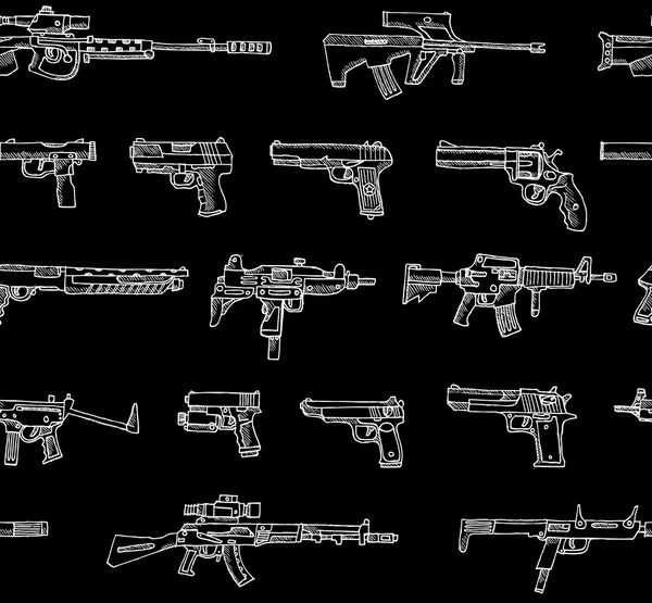 Conjunto de armas sobre fondo negro . — Vector de stock