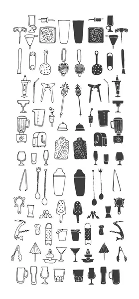Коллекция барменских вещей . — стоковый вектор
