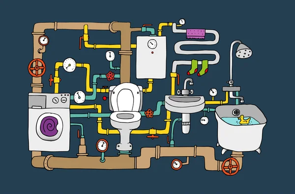 Génie sanitaire sur fond — Image vectorielle