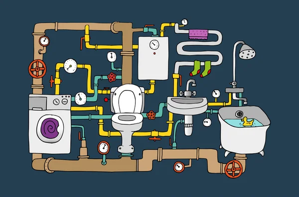 Ingeniería sanitaria en segundo plano — Vector de stock