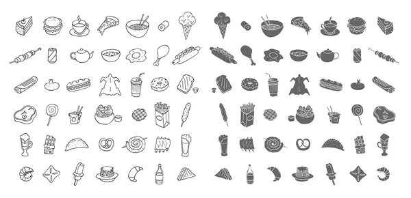 Conjunto de iconos sobre comida y bebida . — Archivo Imágenes Vectoriales